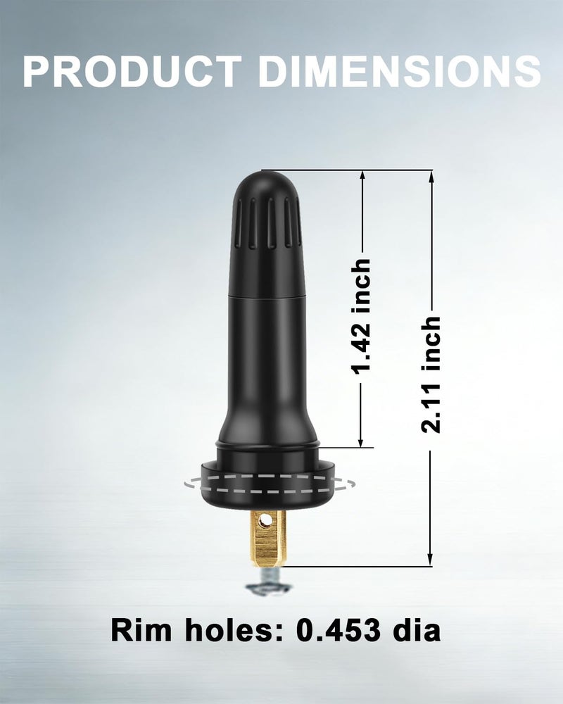Riseuvo رايزوفو 50 قطعة صمامات مطاطية TPMS 20008 - بديل قابل للتثبيت لمستشعرات TPMS، يناسب ثقب الحافة 0.453" للسيارات والشاحنات وSUVs - Image 2